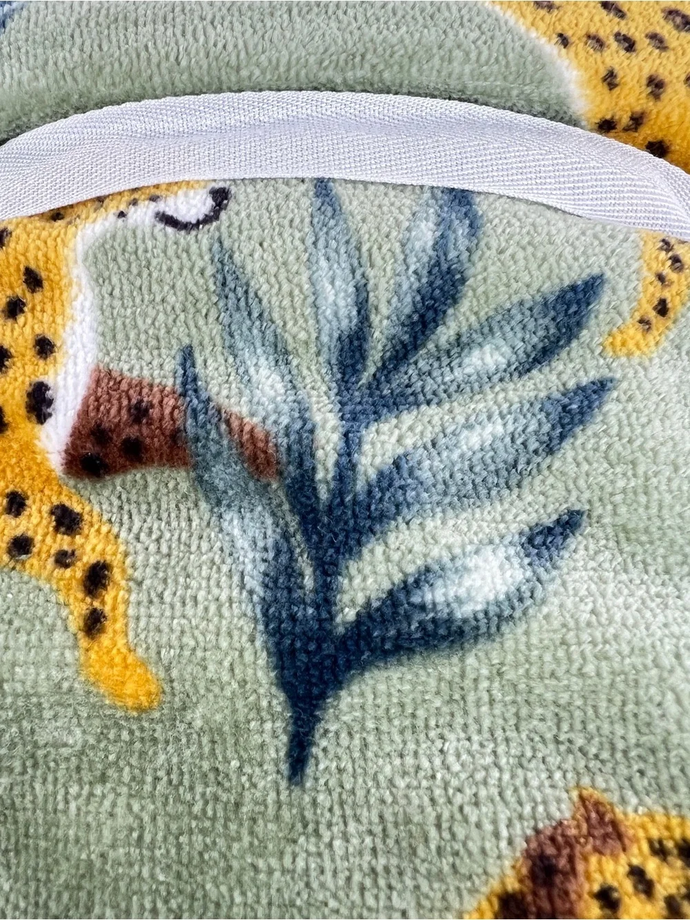 Deborah Connolly Hand Towels Cheetah Print Green Brown Blue Soft Cotton 2 Pc NEW